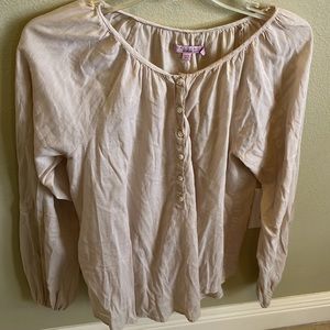 CALYPSO St Barth XS tan cotton button up blouse